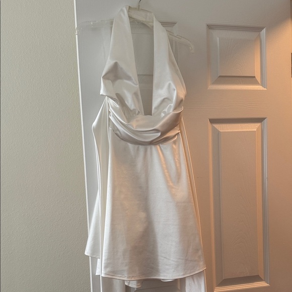 Windsor White Satin Halter Dress - Picture 1 of 4